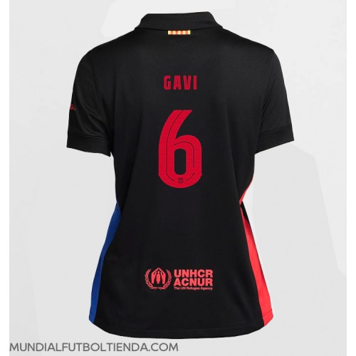 Camiseta Barcelona Paez Gavi #6 Segunda Equipación Replica 2024-25 para mujer mangas cortas